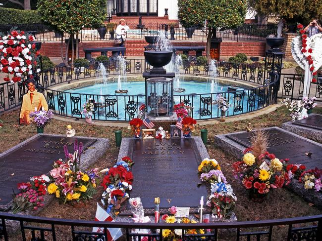 The Presley family gravesite, where Elvis was laid to rest.