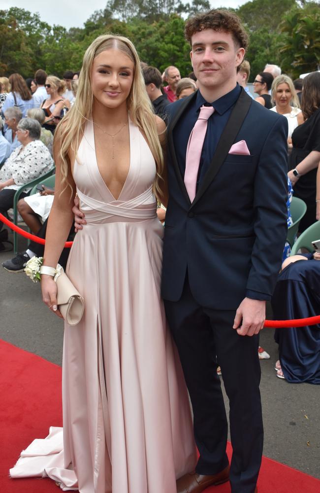 Jess Watkins and Tasman Read at the Pacific Lutheran College Formal held at the Sunshine Coast Turf Club on November 15, 2024. Picture: Sam Turner