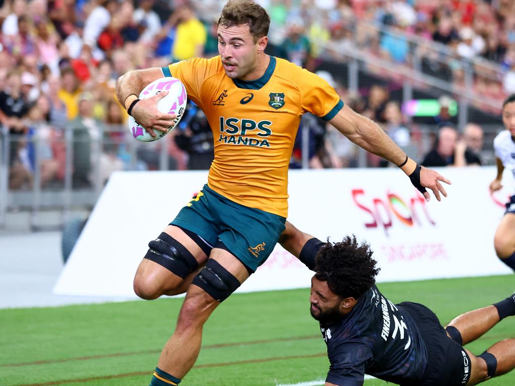 Sevens star Nathan Lawson has revealed he’s been feverishly learning the Dragons playbook ahead of his NRL debut. Picture: Yong Teck Lim/Getty Images