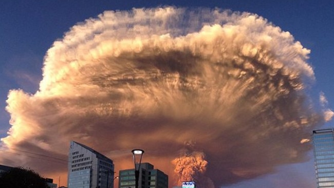 The cloud formed following the eruption of a volcano at Calbuco, Chile. Photo supplied