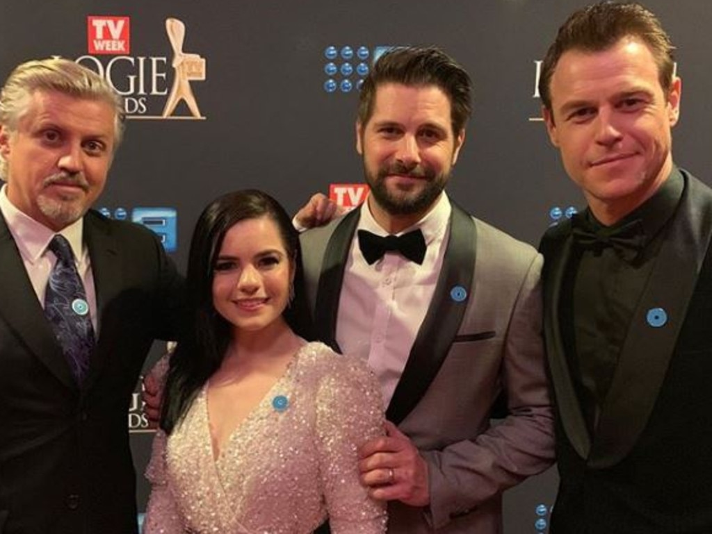 Daniel Wyllie, Chloe Bayliss, Ryan Johnson and Rodger Corser of Doctor Doctor at the 2019 Logie Awards. Picture: Instagram