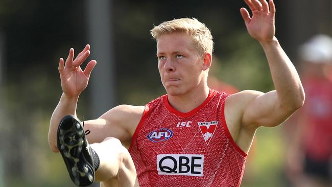 Isaac Heeney during Sydney Swans training. Picture: Phil Hillyard