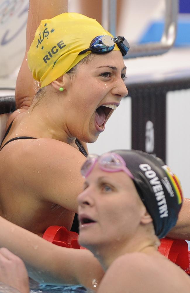 Australia's Stephanie Rice beat Zimbabwe's Kirsty Coventry to gold in the 200 metre individual medley at the Beijing 2008 Olympics.