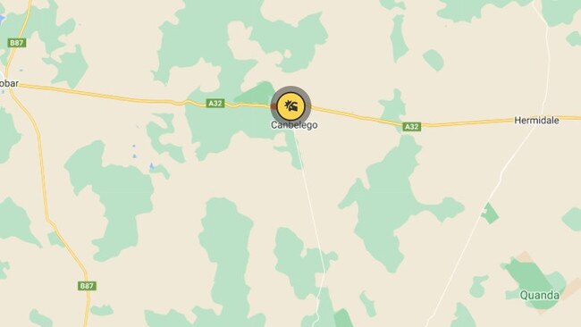 About 8.40pm on Monday, emergency services were called to the Barrier Highway at Canbelego, 50km east of Cobar, after reports a Holden Colorado ute, a Jeep Cherokee and a road train had collided.