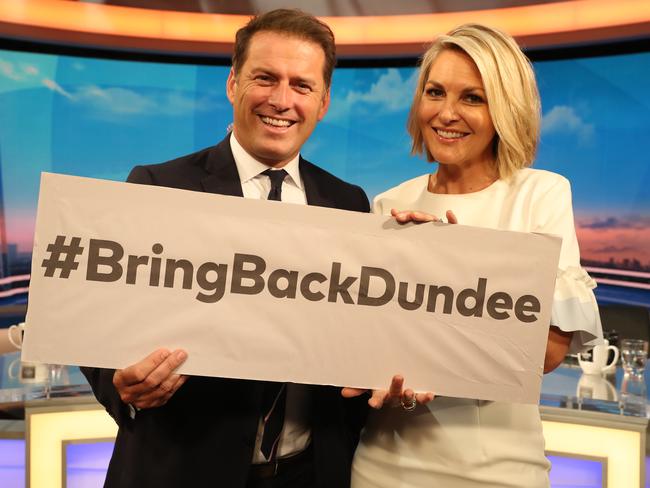 Today show hosts Karl Stefanovic and Georgie Gardner are supporting the petition to #bringbackdundee. Picture: David Swift