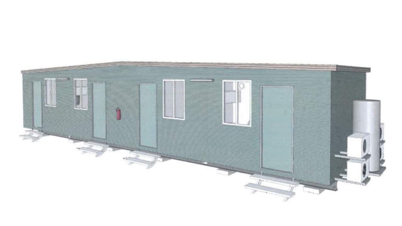 Drawing of the four-person accommodation building for the worker's camp.