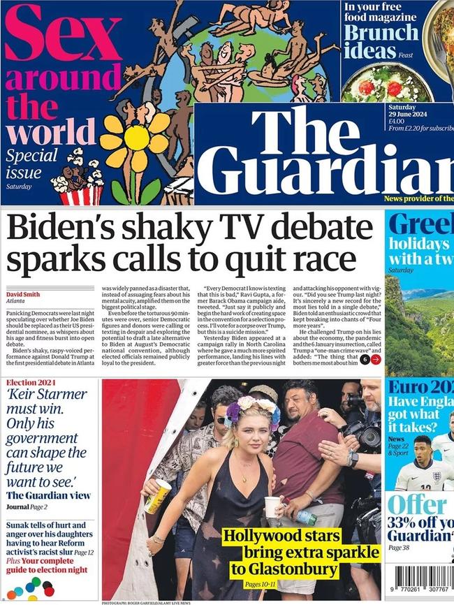 The Guardian front page on June 29. Picture: Supplied