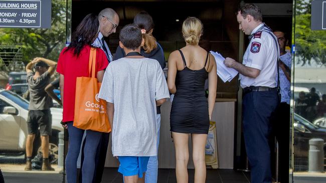 Teens accused of crimes line up outside to get into Southport court. Picture: Jerad Williams