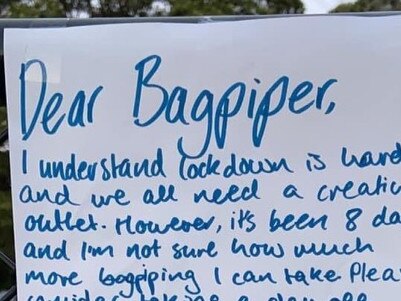 A Year 12 student has taken it upon himself to put and end to a bagpipers playing in his neighbouring park while trying to study for the HSC