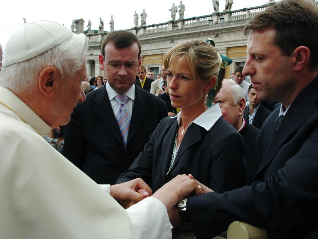 Pope Benedict XVI meets Kate and Gerry McCann. Picture: AFP