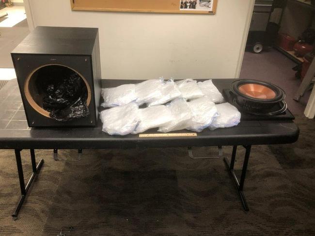 A methamphetamine shipment to Papua New Guinea was allegedly found in a subwoofer. Picture: Supplied (US Department of Justice).