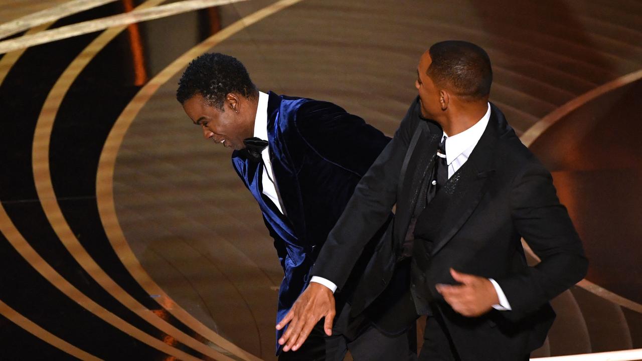 Instantly the most shocking moment in Oscars history. Picture: AFP