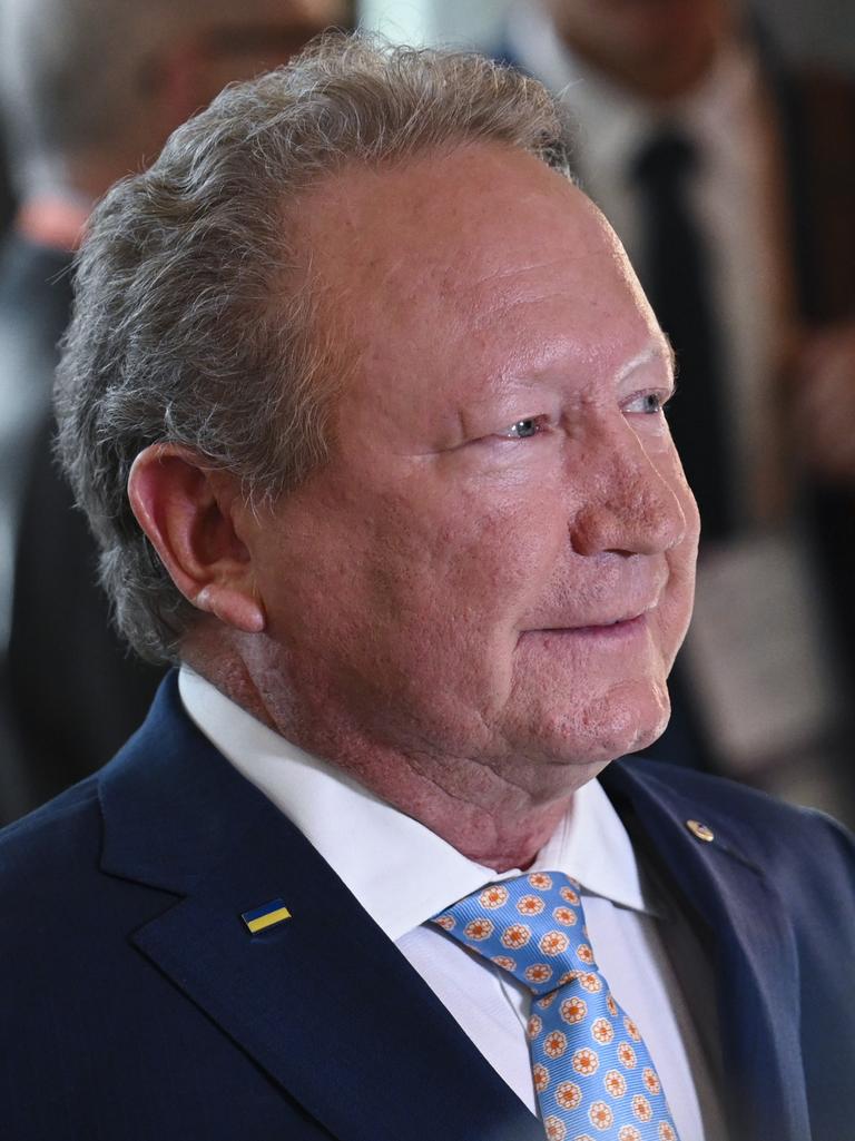 Andrew Forrest of Fortescue Metals Group arrives at the Jobs and Skills Summit in Canberra. Picture: Getty Images