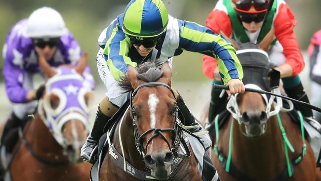 Rachel King on Brandenburg wins the Arrowfield Hobartville Stakes. Picture: Getty Images