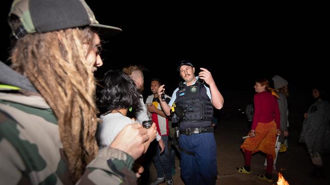 Police break-up the gathering on Sunday evening at Maroubra. Picture: Monique Harmer