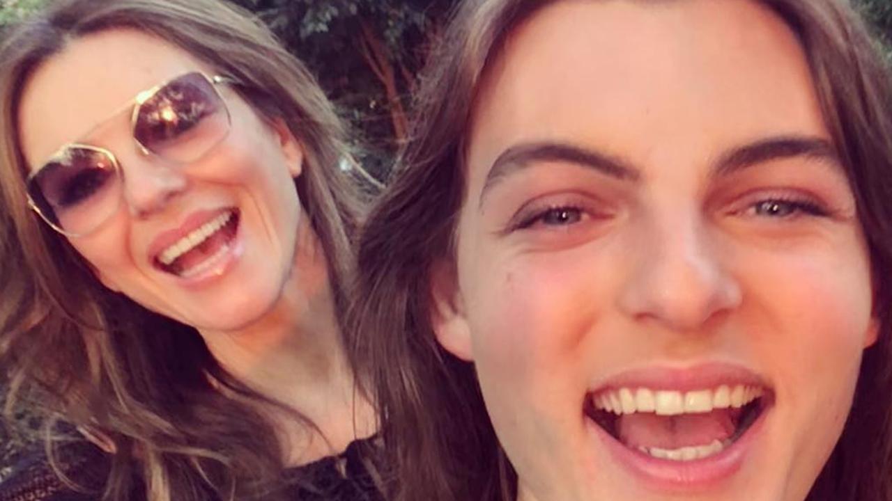 Damian Hurley poses for a photo with his famous mother on his 17th birthday. Picture: Instagram