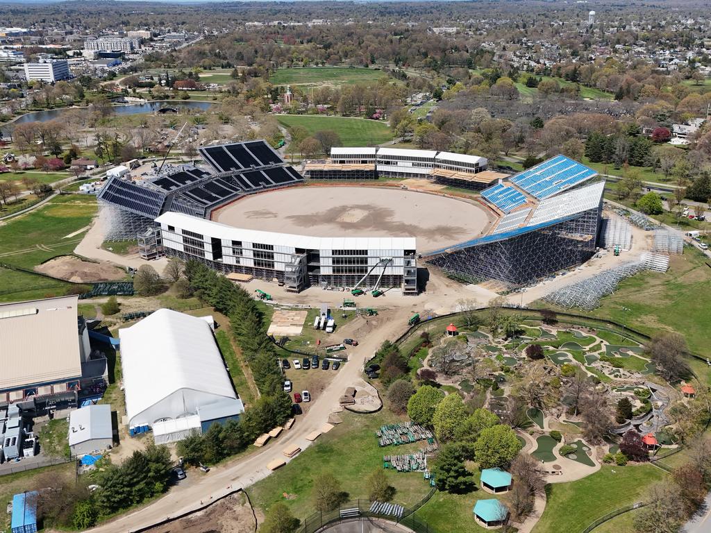 The ICC has built a pop-up cricket stadium for the T20 World Cup. Picture: Bruce Bennett/Getty Images