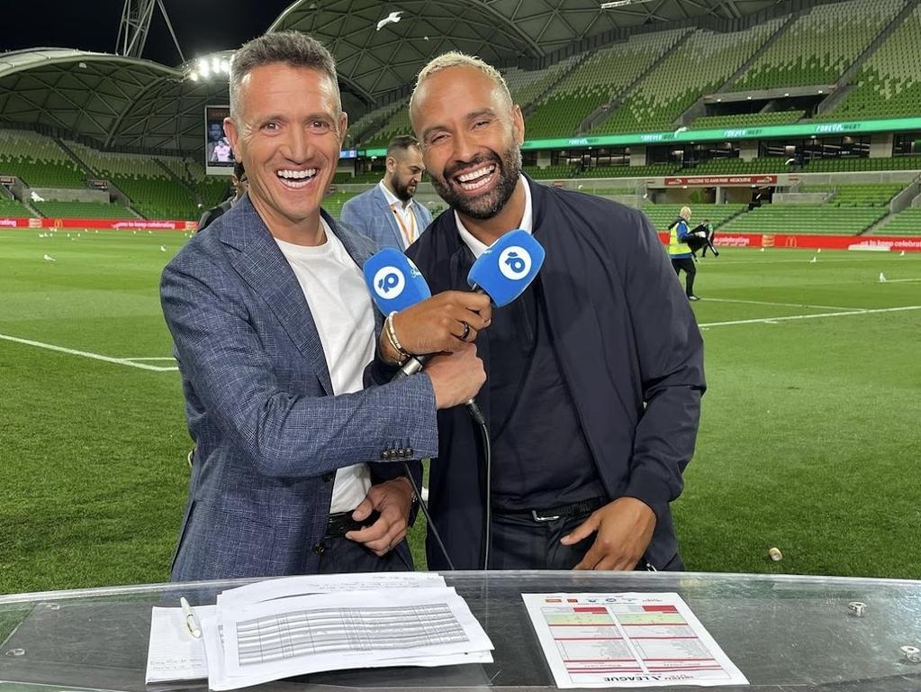 Channel 10 commentators Michael Zappone and Archie Thompson.