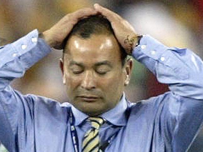 NOVEMBER 22, 2003 : Wallabies coach Eddie Jones during presentation ceremony after England defeated Australia in 2003 World Cup (RWC) final at Telstra Stadium in Sydney, 22/11/03.Rugby Union