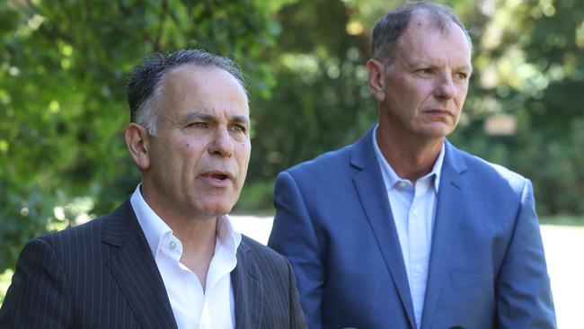 Victorian Opposition Leader John Pesutto (left) and David Southwick. Picture: David Crosling/NewsWire