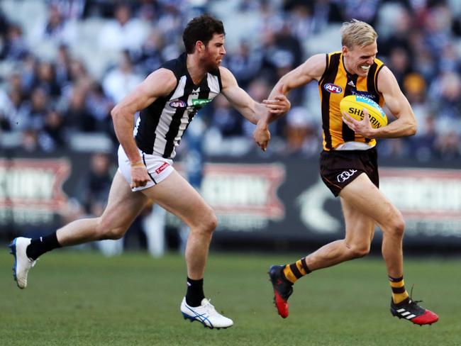 Tyson Goldsack suffered a bad head knock and is no certainty to lineup next week, amid fears of concussion. Picture: Michael Klein