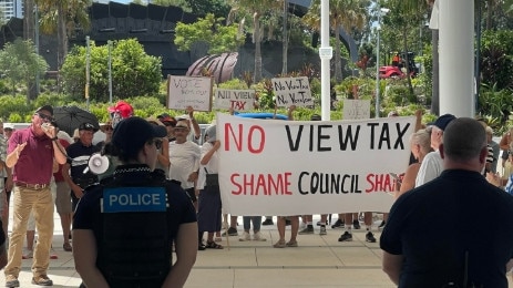 View Tax protest outside the Evandale Chambers at the Gold Coast City Council.