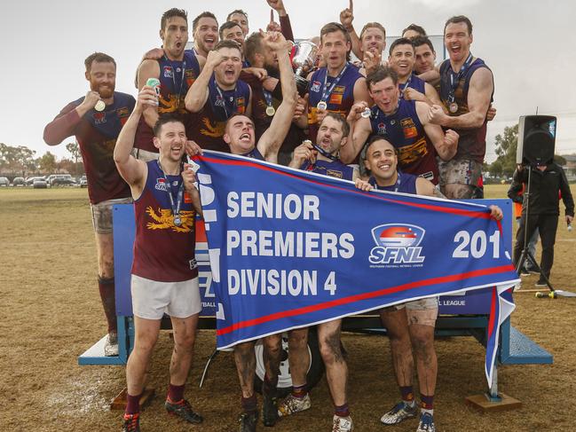 South Yarra players celebrating their 2019 premiership.