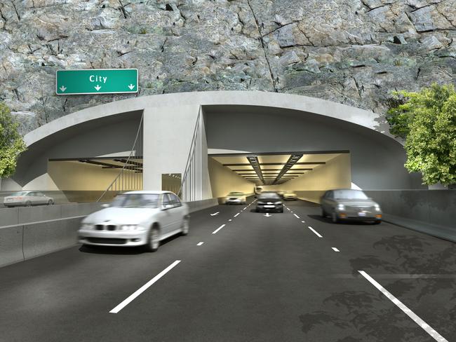 An artist’s impression of the entrance to an East-West link tunnel.