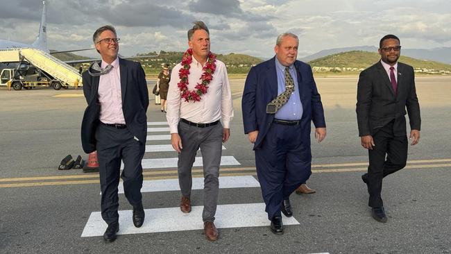 (L-R) Australian High Commissioner Jonathan Philp, Deputy Prime Minister Richard Marles, PNG Foreign Minister Justin Tkatchenko, and his first secretary Tokana Hasavi Jnr. Picture: Supplied