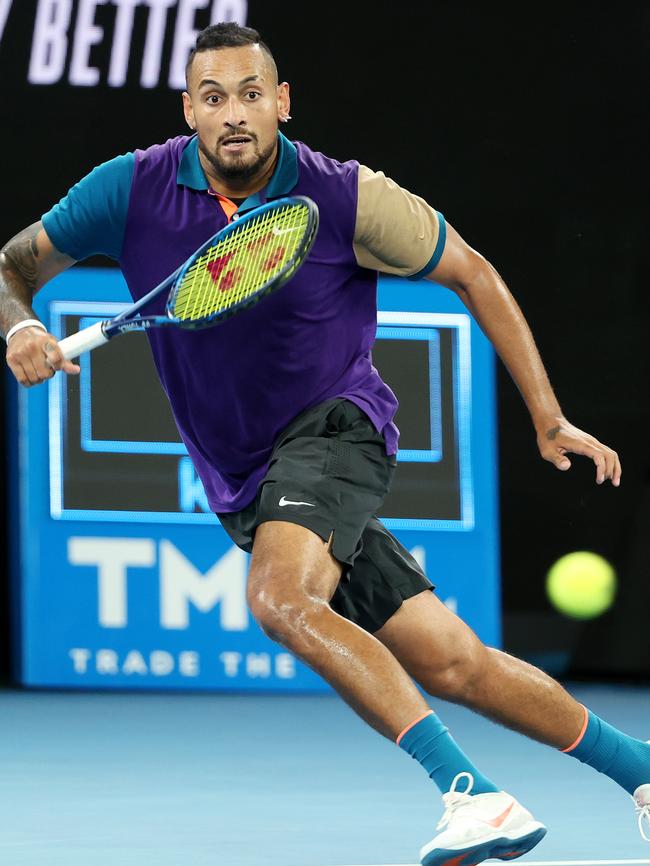 Nick Kyrgios in action at the Australian Open. Picture: Michael Klein