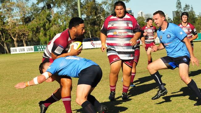 Nerang Bulls' Jovi Isaac tackled. Picture: Supplied