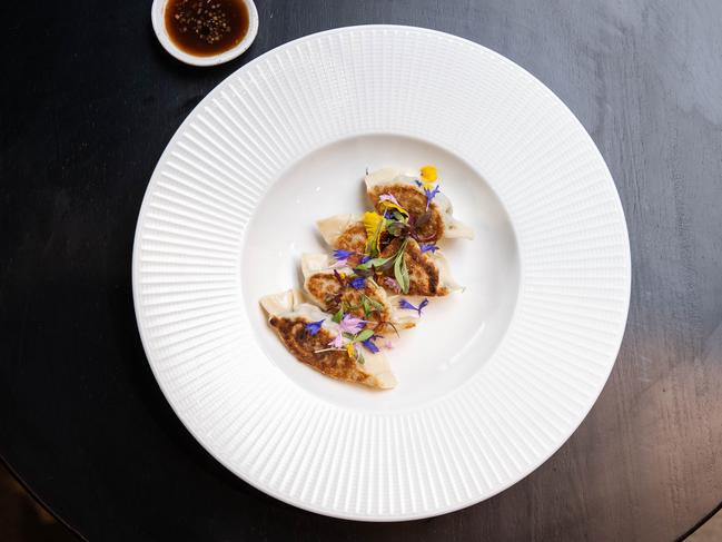 Duck &amp; Truffle Potstickers. Picture: Jake Nowakowski.