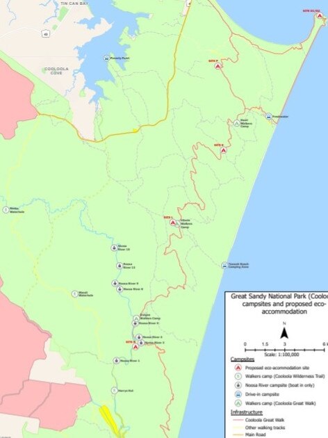 Five camping sites are proposed to be built.