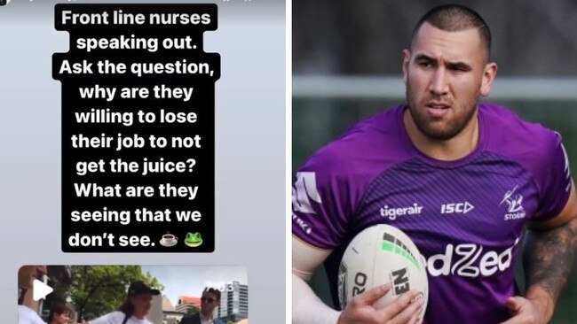 Asofa-Solomona has doubled down on his vaccination stance. Image: Getty/Instagram