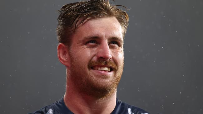 SYDNEY, AUSTRALIA - MARCH 18:  Cameron Munster of the Storm looks on in warm up ahead of round two NRL match between the Parramatta Eels and the Melbourne Storm at Bankwest Stadium on March 18, 2021, in Sydney, Australia. (Photo by Cameron Spencer/Getty Images)