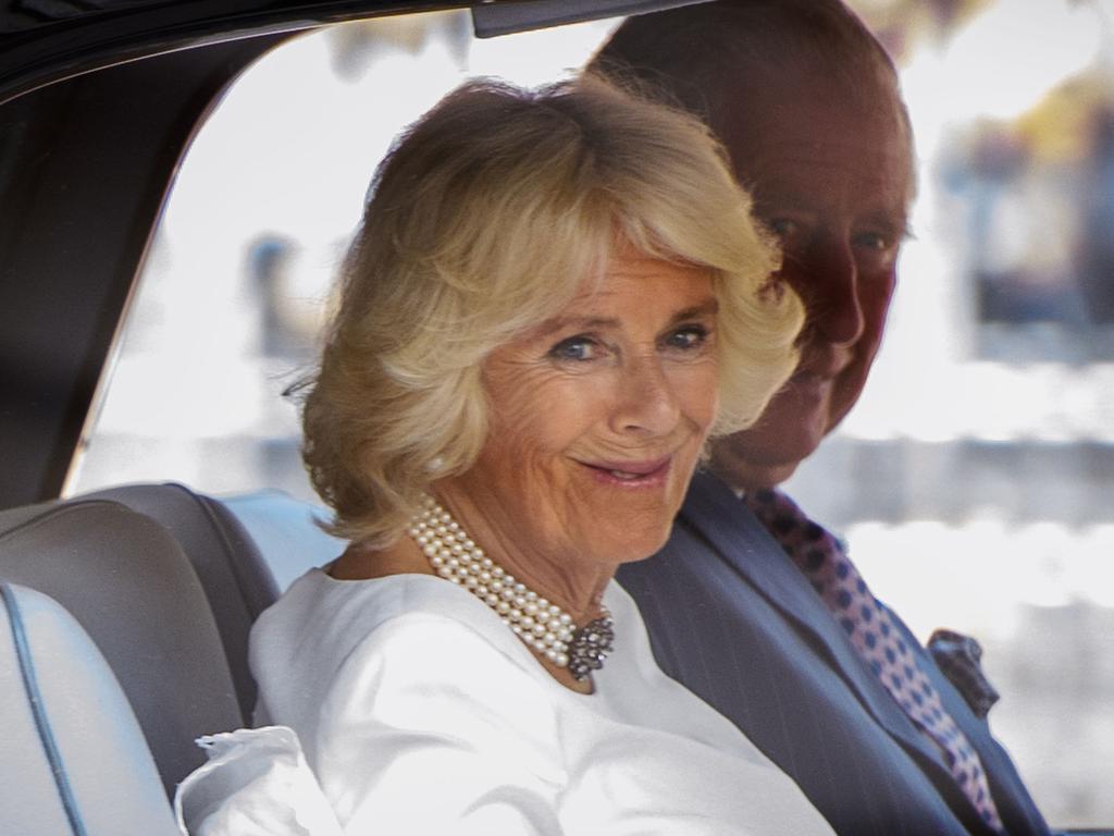 The Duchess of Cornwall gave a cheeky wink that has not gone unnoticed. Picture: MANDEL NGAN / AFP.