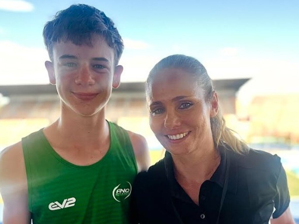 Finn Wyatt with his coach and Commonwealth Games bronze medallist Melanie Woods.