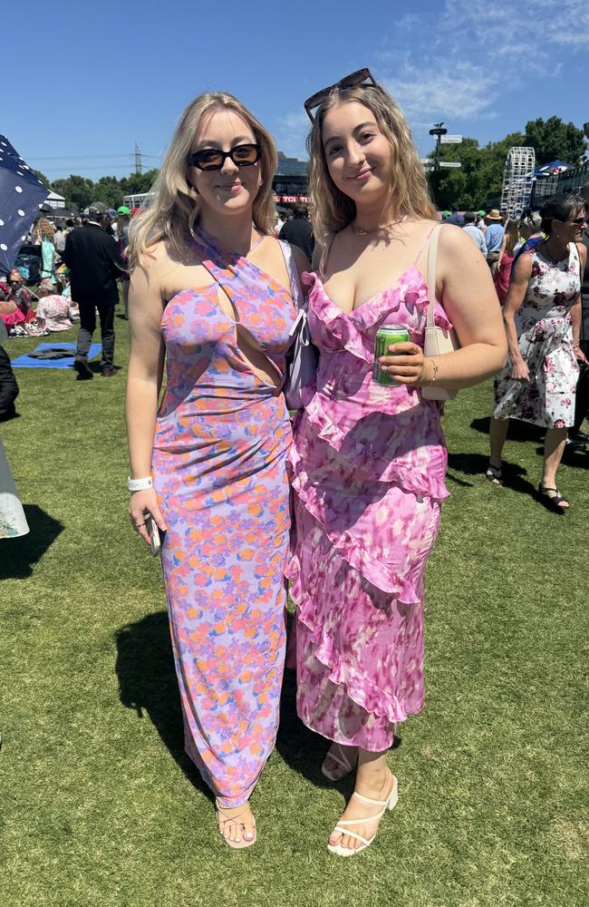 Monique and Ella Tierney at the Melbourne Cup at Flemington Racecourse on November 5, 2024. Picture: Phillippa Butt