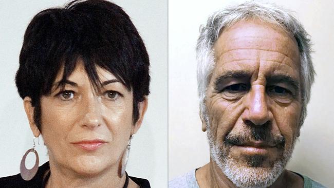 Ghislaine Maxwell (left) is serving time in prison for sex trafficking. Epstein took his own life in prison while awaiting trial for sex crimes. Maxwell was sentenced to 20 years in prison by a US judge on June 28, 2022 for helping Epstein sexually abuse girls. Picture: Laura Cavanaugh and Handout / various sources / AFP