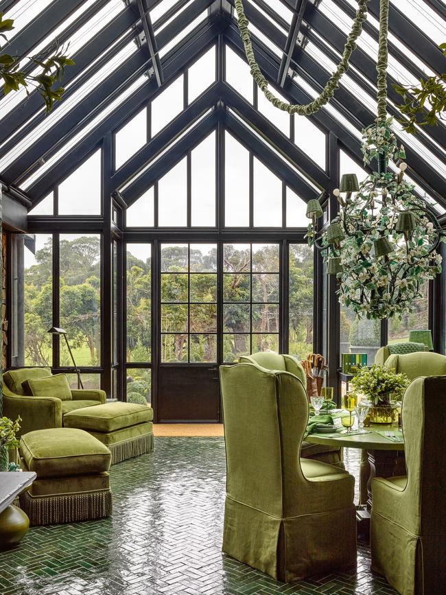 The glass conservatory is the latest addition of several to the couples luxurious weekender. Picture: Derek Swalwell