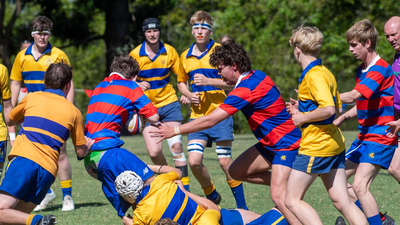 Downlands 16B vs TGS 16B. 2024 O'Callaghan Cup day at Downlands College. Photo by Nev Madsen