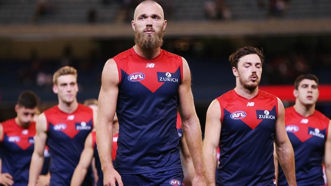 Max Gawn stood tall, but the Demons couldn’t get over the line against Essendon. Picture: Getty Images