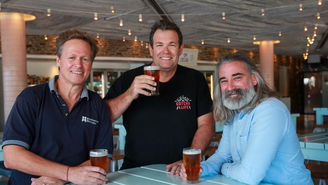 Nick Nilsson, Gus Worland and Steve Gamble at Manly Wharf Hotel. Picture: Justin Lloyd