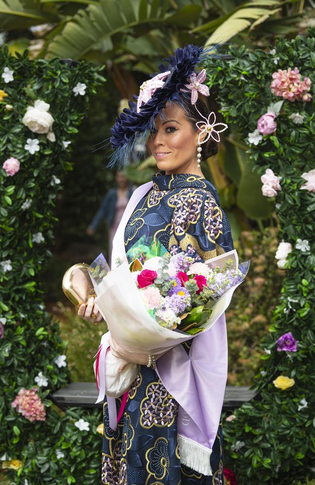 Fashions on the Field winner Nadine Dimitrioski at Weetwood raceday at Clifford Park, Saturday, September 28, 2024. Picture: Kevin Farmer