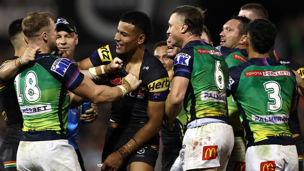 Tensions boiled over at full-time. Picture: Matt Blyth/Getty Images