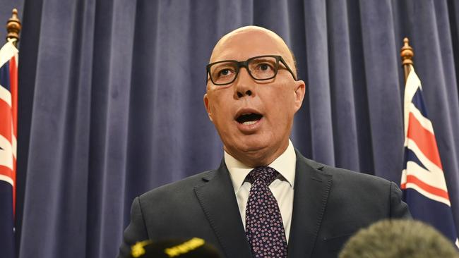 Leader of the Opposition Peter Dutton has fiercely opposed an Indigenous Voice to Parliament. Picture: NCA NewsWire / Martin Ollman