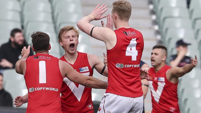 Time for North Adelaide to celebrate after beating South Adelaide. Picture: Sarah Reed