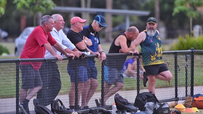 Volunteers watch a Werribee Centrals reserves and under 19’s training session. Picture: Tony Gough