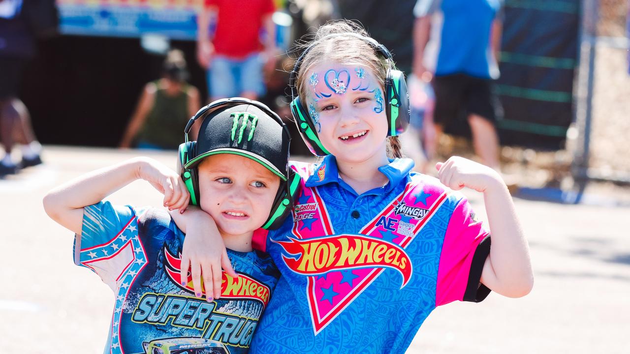 Harriet and Jobe Moore at Day 2 of the V8 Super Cars at Hidden Valley. Picture: Glenn Campbell