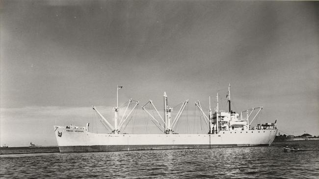 Nineteen of the thirty two crew on the Hoegh Aronde ship perished after it sank on March 21 1963, off the west coast of Morocco. Picture: Supplied